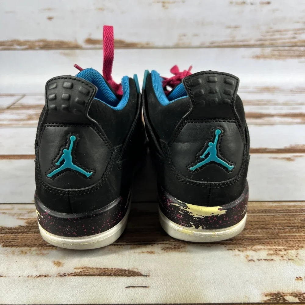 Nike Air Jordan 4 Retro GS Black Pink Girls Youth Size 4.5Y Sneakers Shoes